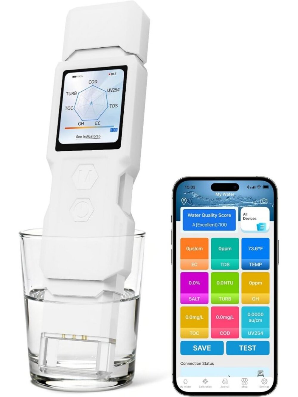 9-in-1 Digital Water Tester Kit with APP Monitoring for Drinking, Well & Outdoor